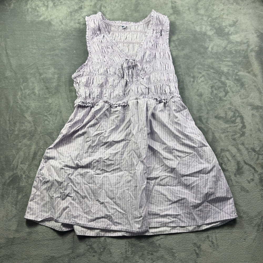 Old Navy Womens Large Lavender Striped Smocked V-Neck Sleeveless Mini Dress XXL